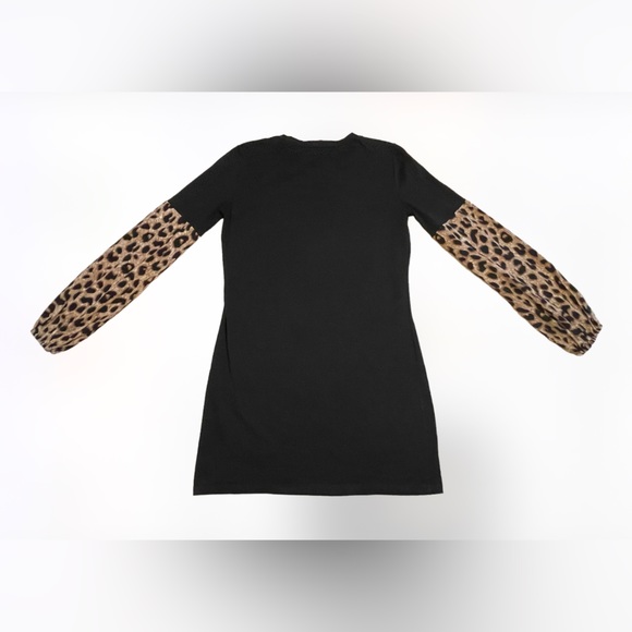 Black Dress with Leopard Printed Sleeves - Picture 12 of 16